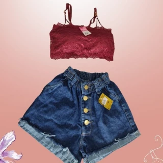 Short com top rendado 